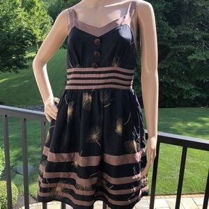Anthro Burlapp gorgeous black/tan/gold silk dress